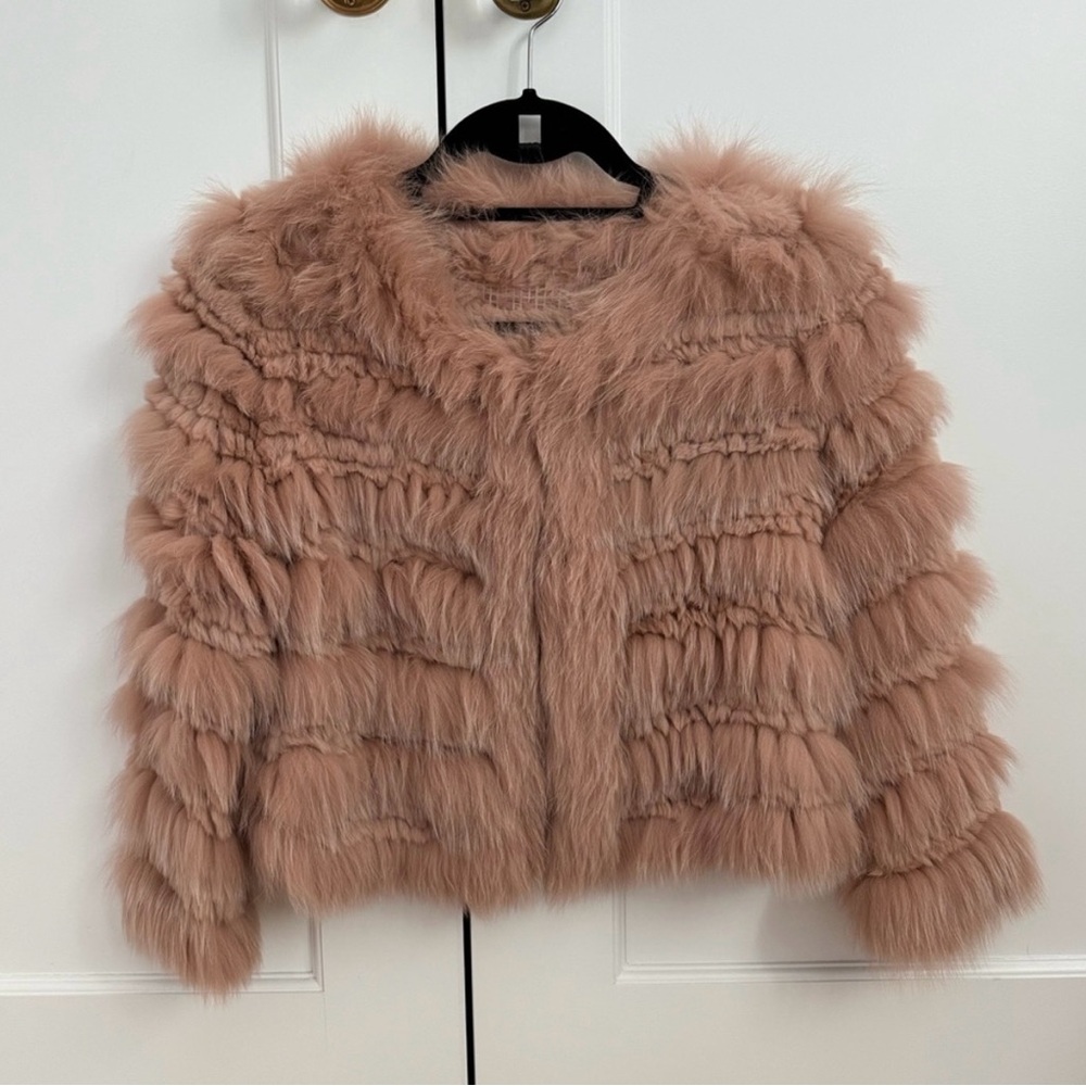 Alice + Olivia Pink Fawn fur jacket